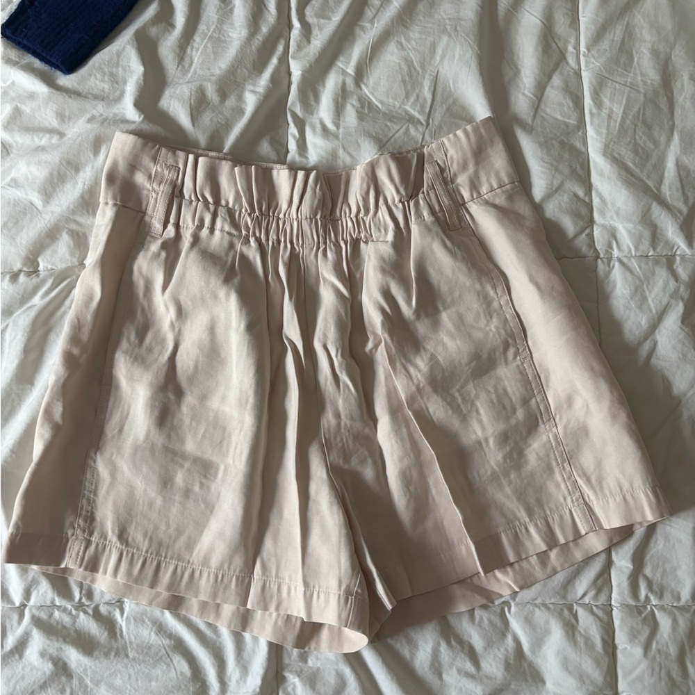Shinestar Cream High Waist Shorts with Elastic Waistband